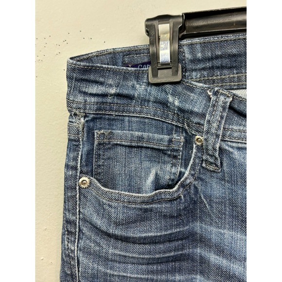 VIGOSS Capri Jeans Womens 9 Distressed Blue Denim Cropped Retro Embroidered - Picture 6 of 9